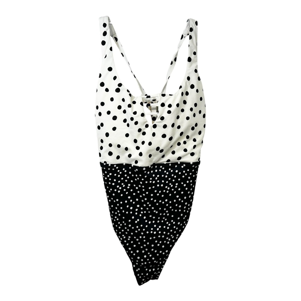 Beach Betty XL One Piece Swimsuit‎ Polka Dot Black White Vacation Beach Pool 734
